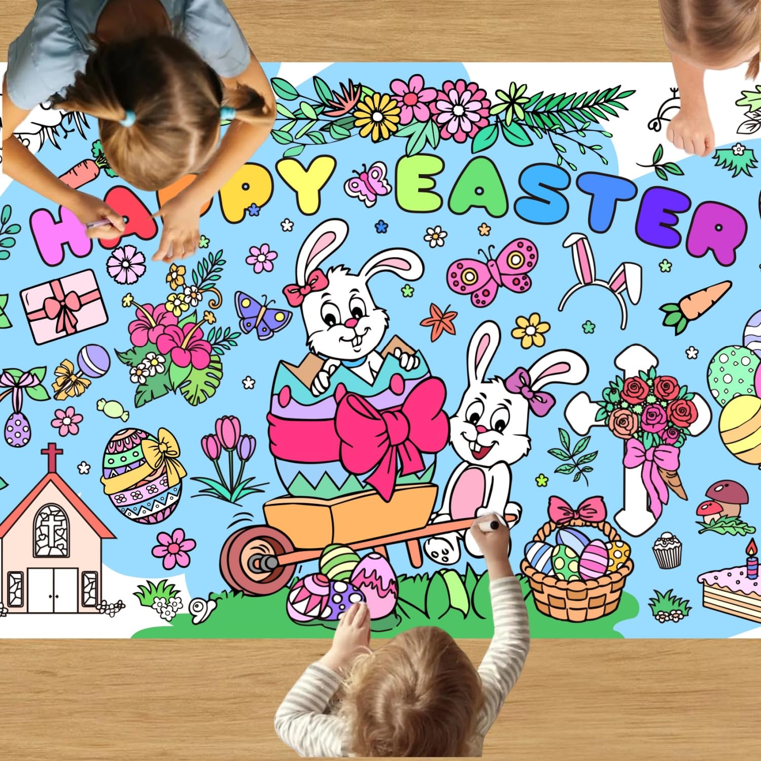 Banner Kids Toys - Easter Coloring Tablecloth for Kids Easter