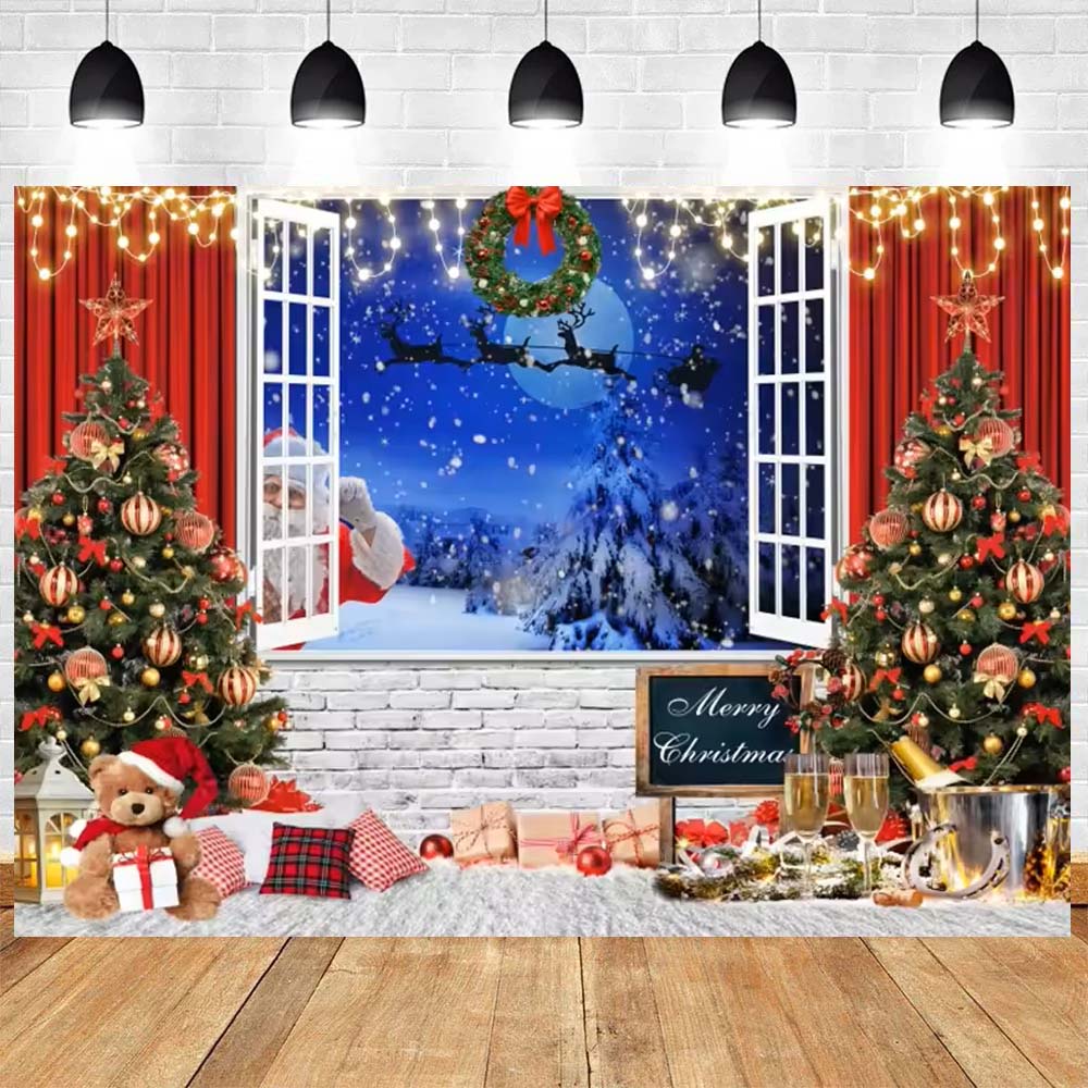 Christmas Backdrop Window Xmas - đánh giá và giá Banner Kids Toys