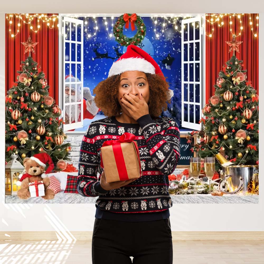 Christmas Backdrop Window Xmas - đánh giá và giá Banner Kids Toys